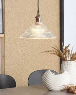 Candeeiro De Teto Em Vidro E Metal Cor De Cobre Curone