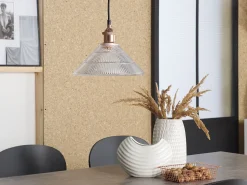 Candeeiro De Teto Em Vidro E Metal Cor De Cobre Curone