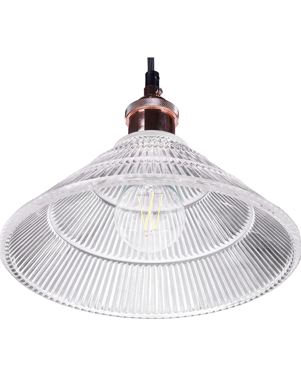 Candeeiro De Teto Em Vidro E Metal Cor De Cobre Curone