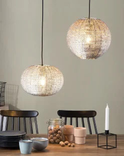 Candeeiro De Teto Esferico Prateado Seine