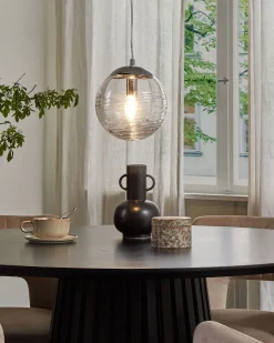 Candeeiro De Teto Esferico Em Vidro Transparente Mirna