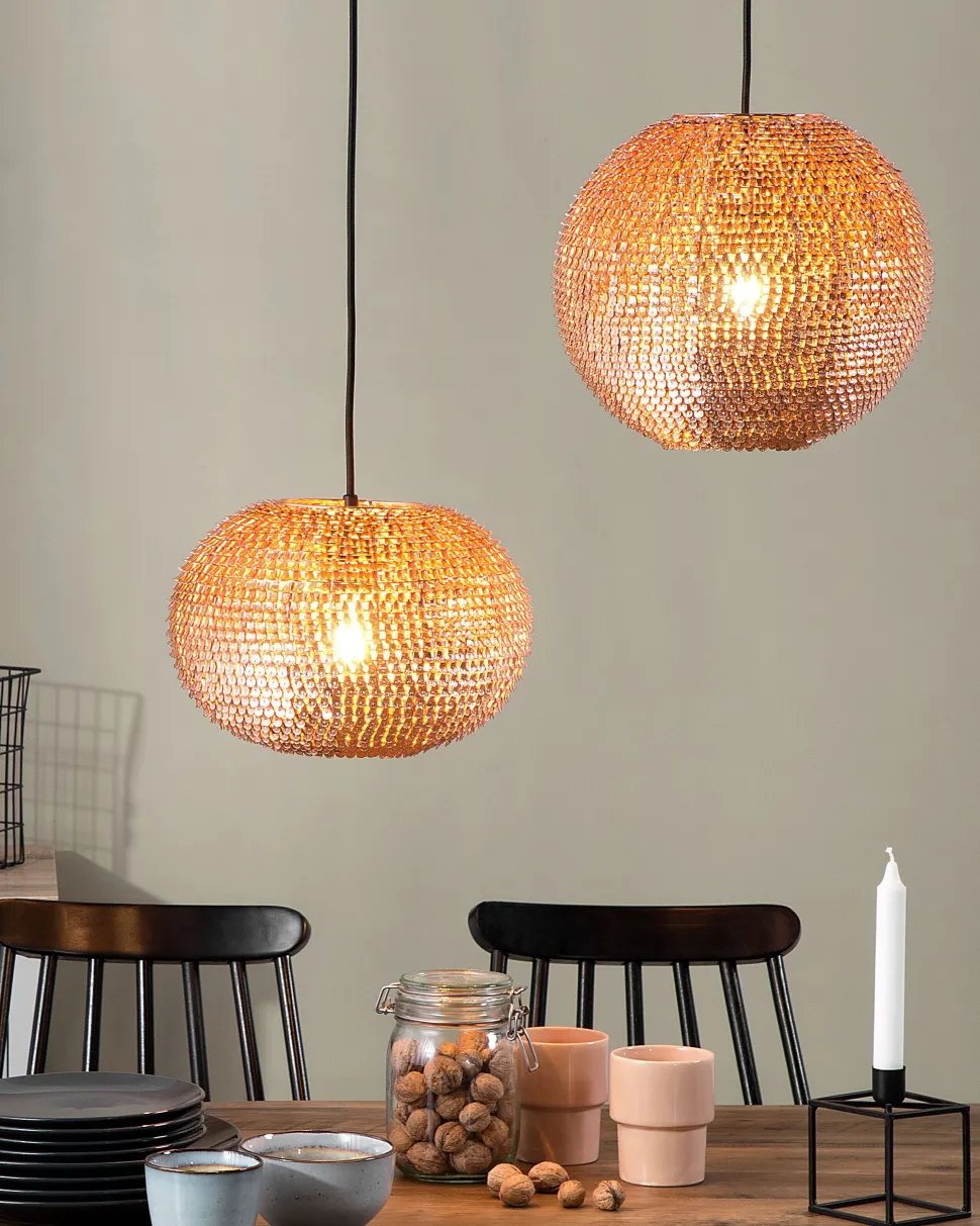 Candeeiro De Teto Esferico Cor De Cobre Seine