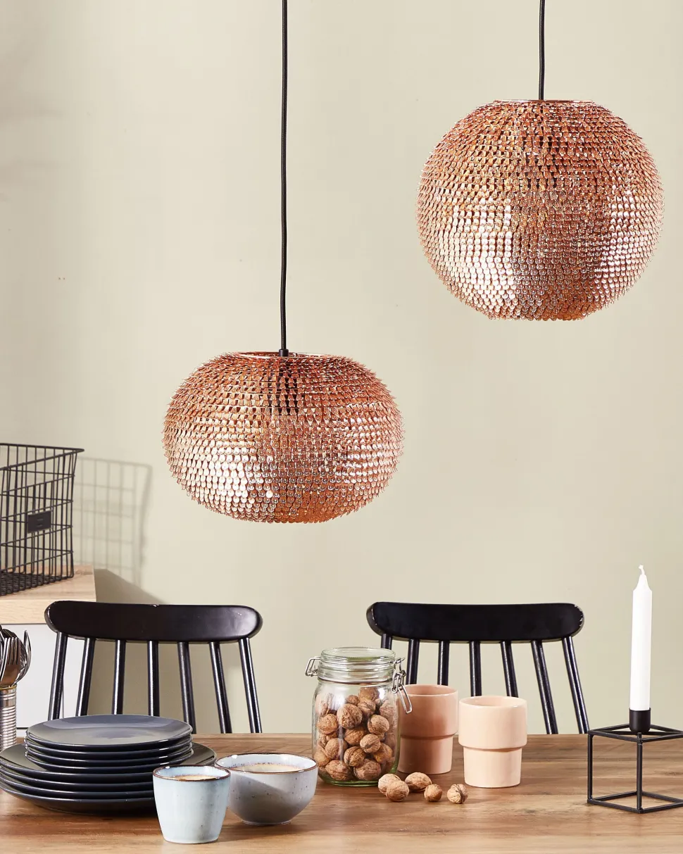 Candeeiro De Teto Esferico Cor De Cobre Seine