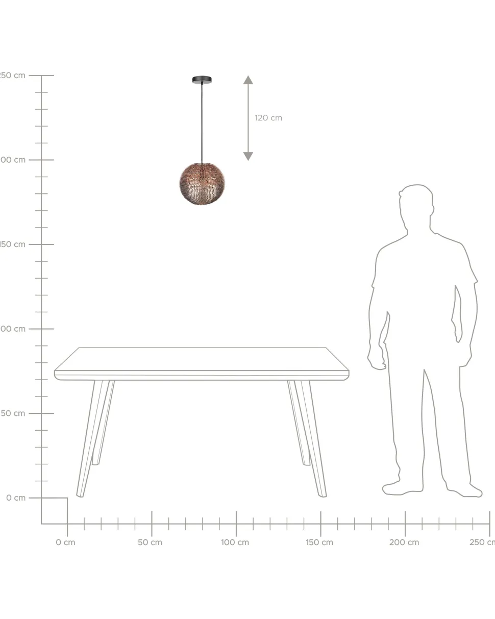 Candeeiro De Teto Esferico Cor De Cobre Seine