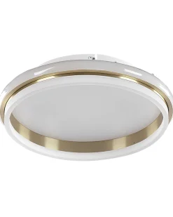 Candeeiro De Teto Led 64 Cm Metal Branco E Dourado Taping