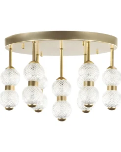Candeeiro De Teto Led Em Metal Dourado Yowaka