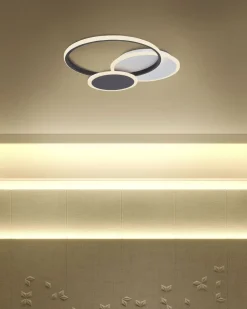 Candeeiro De Teto Led Em Metal Preto E Branco Zami