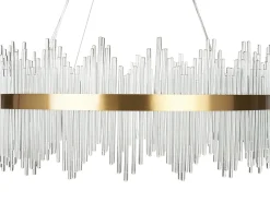 Candeeiro De Teto Led Em Cristal Dourado Yorkin