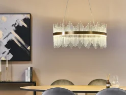 Candeeiro De Teto Led Em Cristal Dourado Yorkin