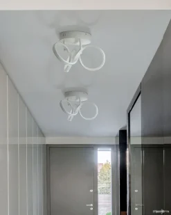 Candeeiro De Teto Led Em Metal Branco Mongo