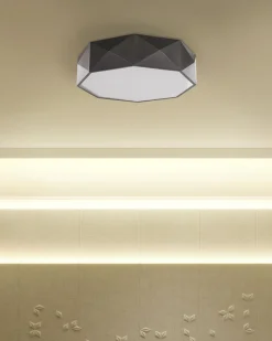 Candeeiro De Teto Led Em Metal Preto Svay