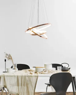 Candeeiro De Teto Led Em Metal Rosa Dourado Atrek