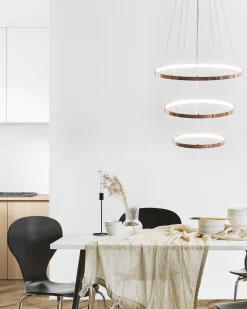 Candeeiro De Teto Led Em Metal Rosa Dourado Atrek