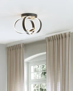 Candeeiro De Teto Led Em Metal Preto Nura