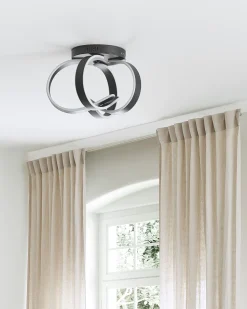 Candeeiro De Teto Led Em Metal Preto Nura