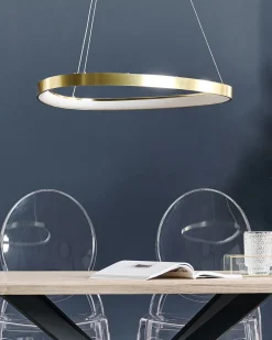 Candeeiro De Teto Led Em Metal Dourado Kraburi