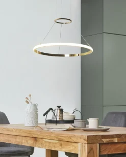 Candeeiro De Teto Led Em Metal Dourado Tano