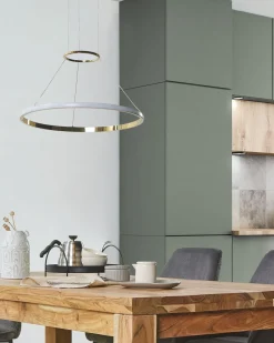 Candeeiro De Teto Led Em Metal Dourado Tano