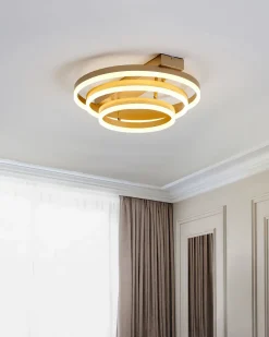 Candeeiro De Teto Led Em Metal Dourado Nore
