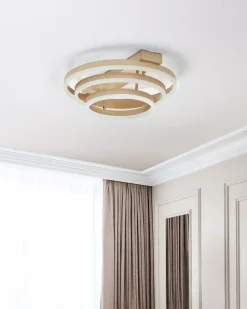 Candeeiro De Teto Led Em Metal Dourado Nore