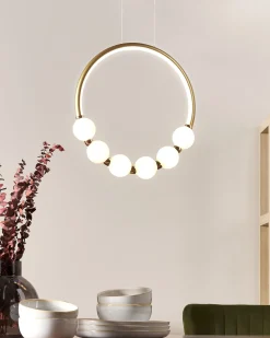 Candeeiro De Teto Led Em Metal Dourado Fane