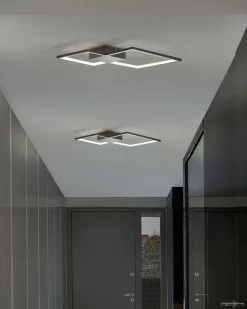 Candeeiro De Teto Led Em Metal Preto Oksu