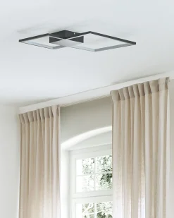 Candeeiro De Teto Led Em Metal Preto Oksu