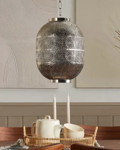 Candeeiro De Teto Marroquino Prateado Maringa