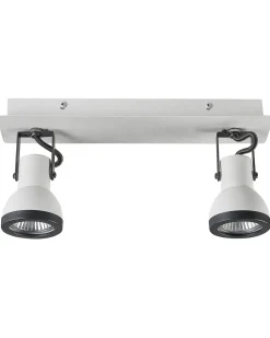 Candeeiro De Teto Metal Preto E Branco 2 Luzes Baro