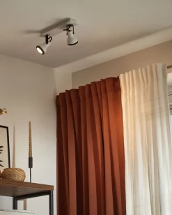 Candeeiro De Teto Metal Preto E Branco 2 Luzes Baro