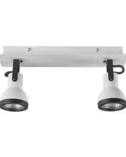 Candeeiro De Teto Metal Preto E Branco 2 Luzes Baro