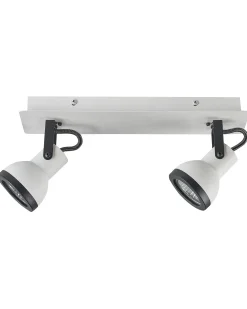 Candeeiro De Teto Metal Preto E Branco 2 Luzes Baro