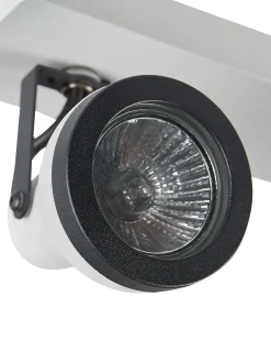 Candeeiro De Teto Metal Preto E Branco 2 Luzes Baro