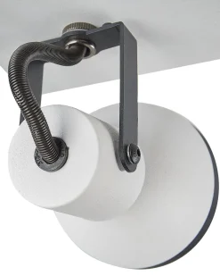 Candeeiro De Teto Metal Preto E Branco 2 Luzes Baro