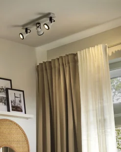 Candeeiro De Teto Metal Preto E Branco 3 Luzes Baro