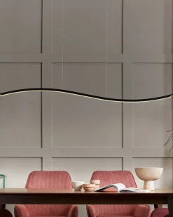 Candeeiro De Teto Metal Preto 1 Linha Com Led Calao