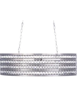 Candeeiro De Teto Metal Prateado E Cristal Cavone