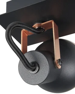 Candeeiro De Teto Metal Preto E Cor De Cobre 3 Luzes Baro