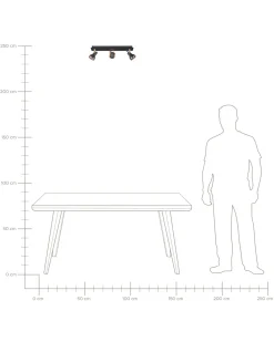 Candeeiro De Teto Metal Preto E Cor De Cobre 3 Luzes Baro