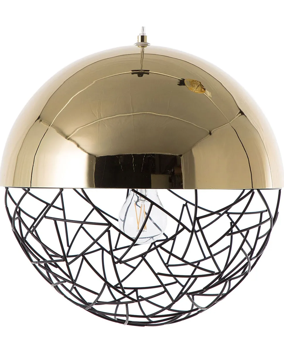 Candeeiro De Teto Metalico Dourado E Preto Padma