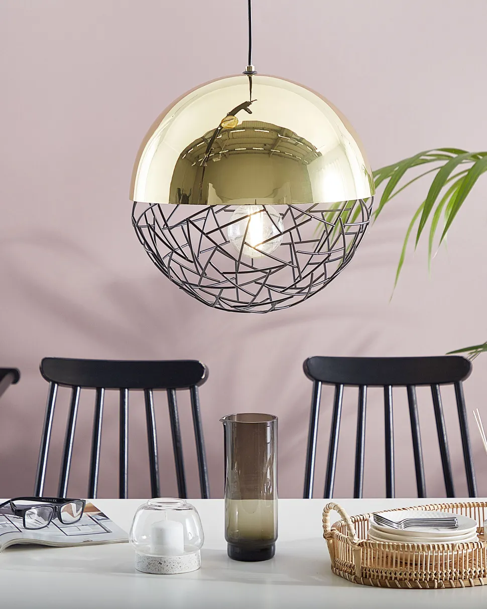 Candeeiro De Teto Metalico Dourado E Preto Padma