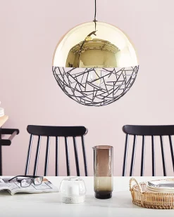 Candeeiro De Teto Metalico Dourado E Preto Padma