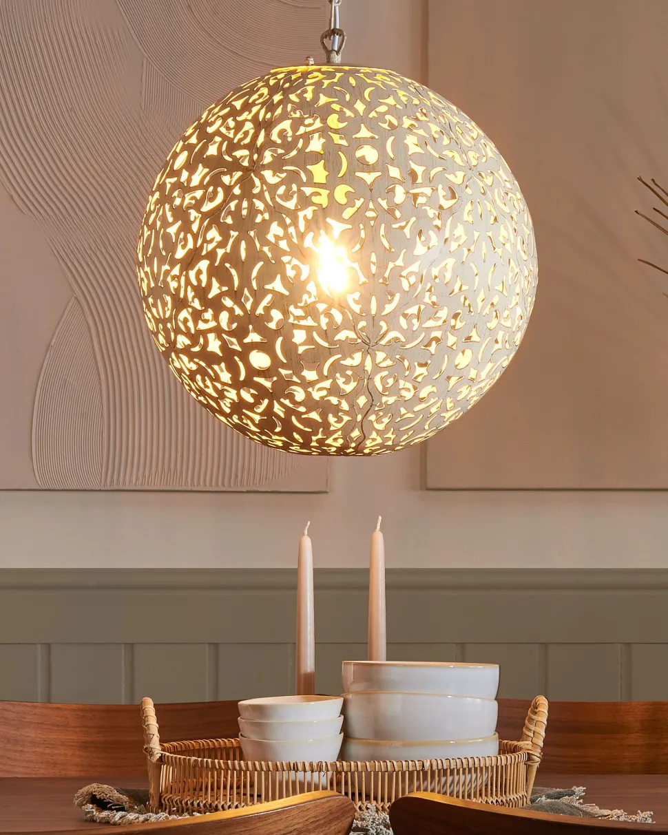 Candeeiro De Teto Metalico Cor Creme Dourado Mures