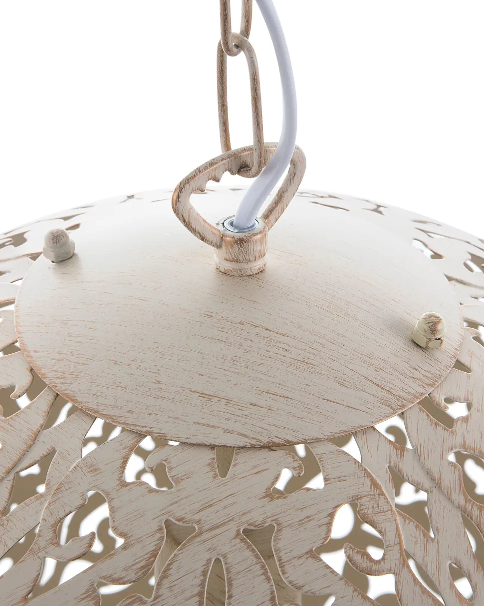 Candeeiro De Teto Metalico Cor Creme Dourado Mures