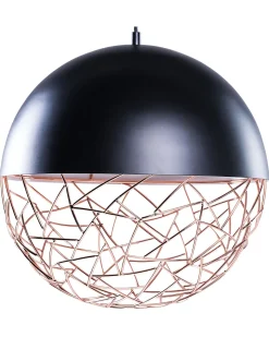 Candeeiro De Teto Metalico Preto E Cor De Cobre Padma