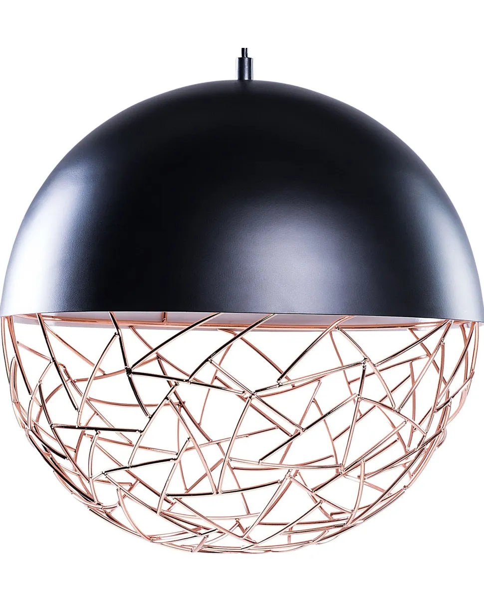 Candeeiro De Teto Metalico Preto E Cor De Cobre Padma