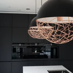 Candeeiro De Teto Metalico Preto E Cor De Cobre Padma