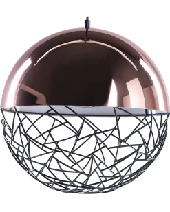 Candeeiro De Teto Metalico Cor De Cobre E Preto Padma