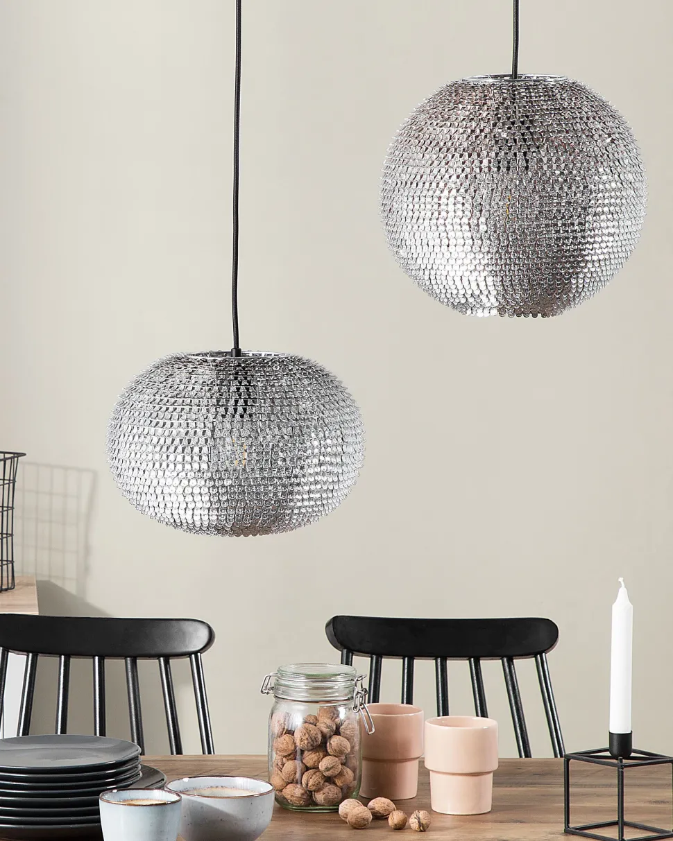 Candeeiro De Teto Oval Prateado Reine