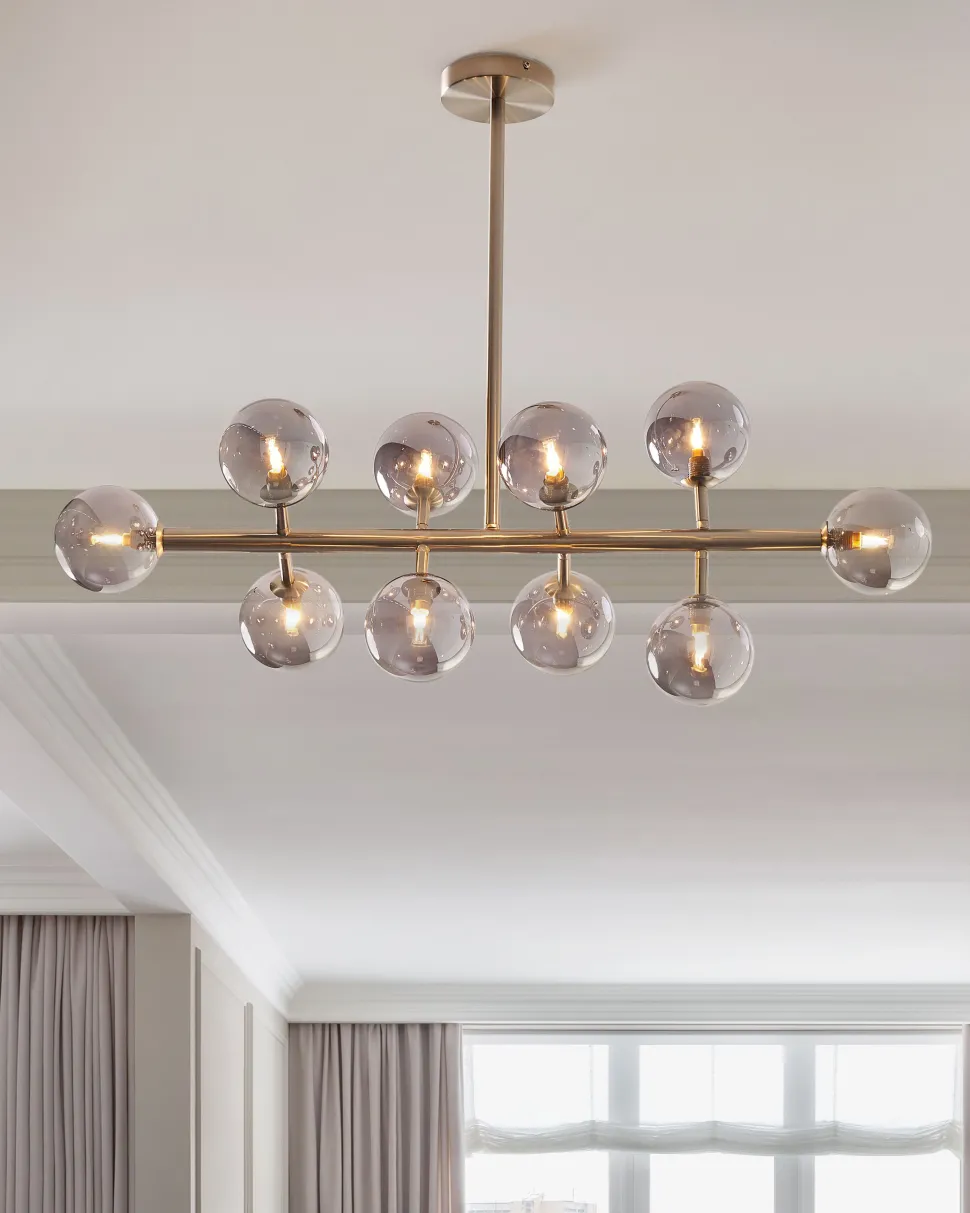 Candeeiro De Teto Para 10 Lampadas Prateado Ramis